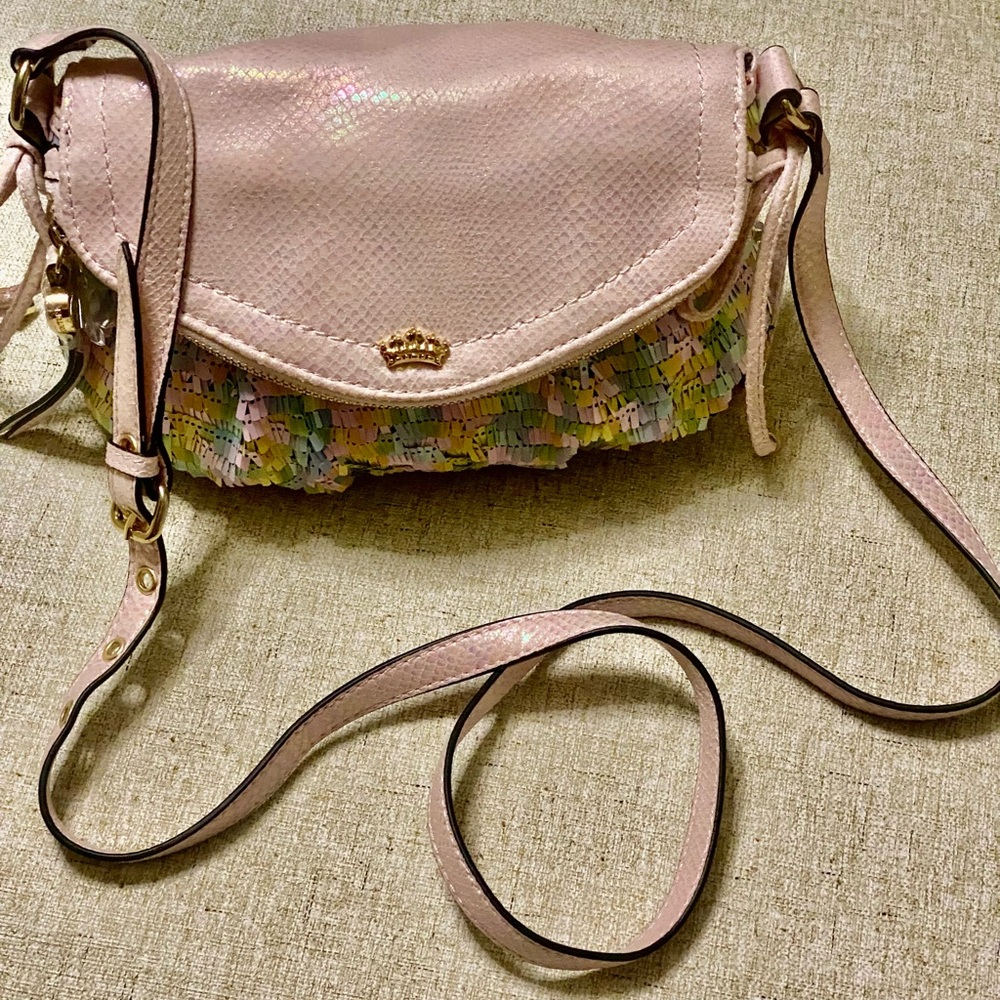 🌸 JUICY COUTURE Pink Large Flap Multicolor Crossbody Bag Purse Vtg. Hangtag🌸